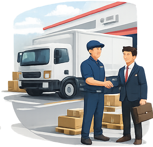Ilustrasi pelanggan dan mitra operasional JBI Logistik